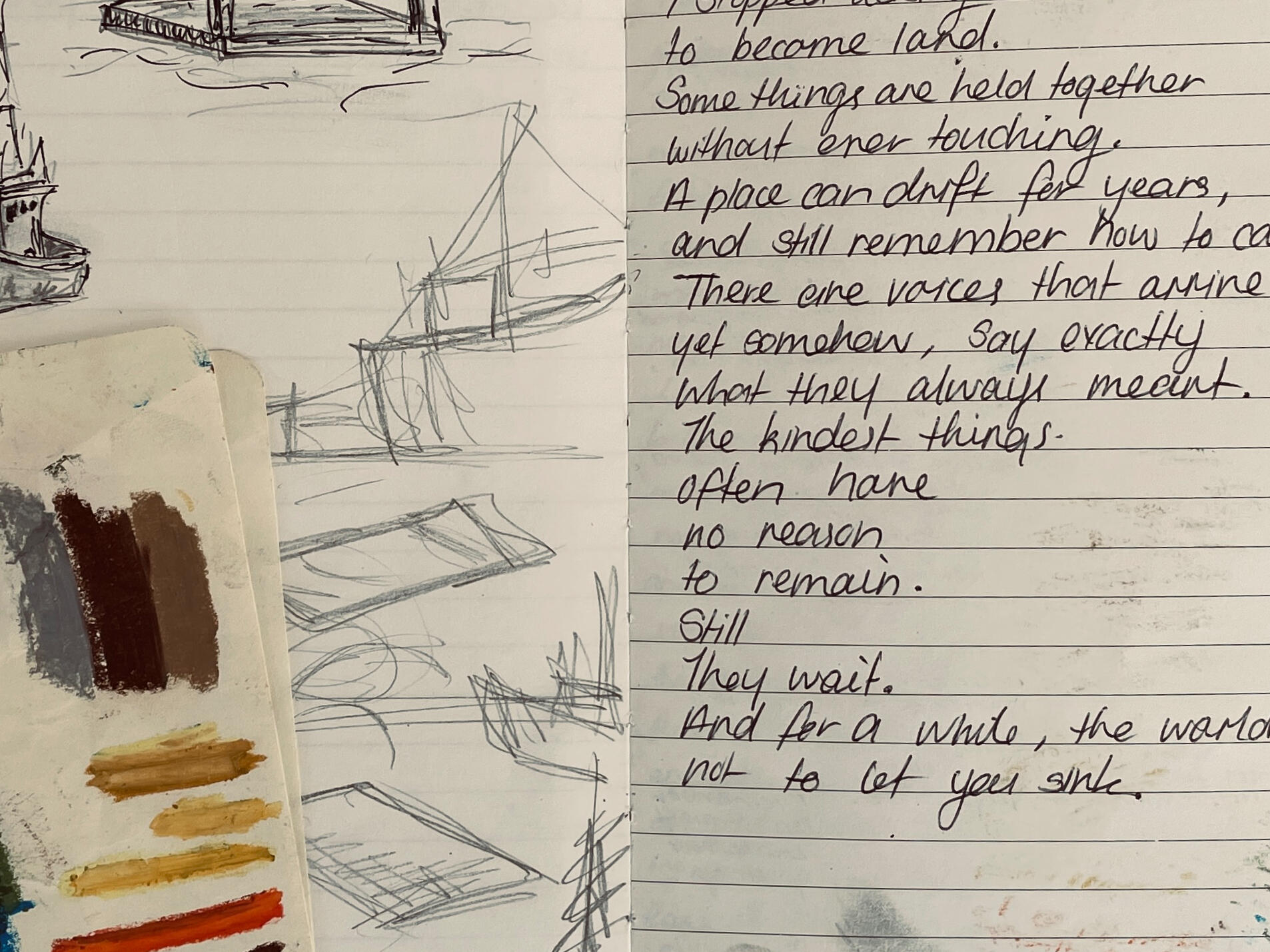 An Agreement With Uncertainty-Journal page Sketchbook page with drawings and notes related to the development of An Agreement with Uncertainty.